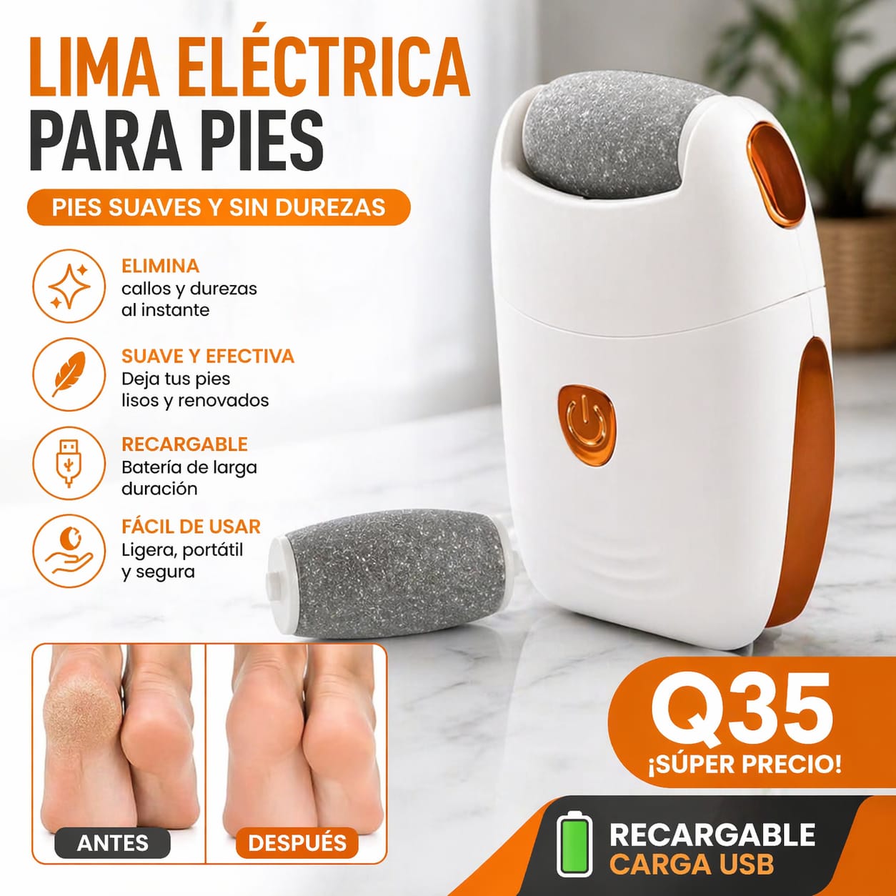 Lima Recargable para pie