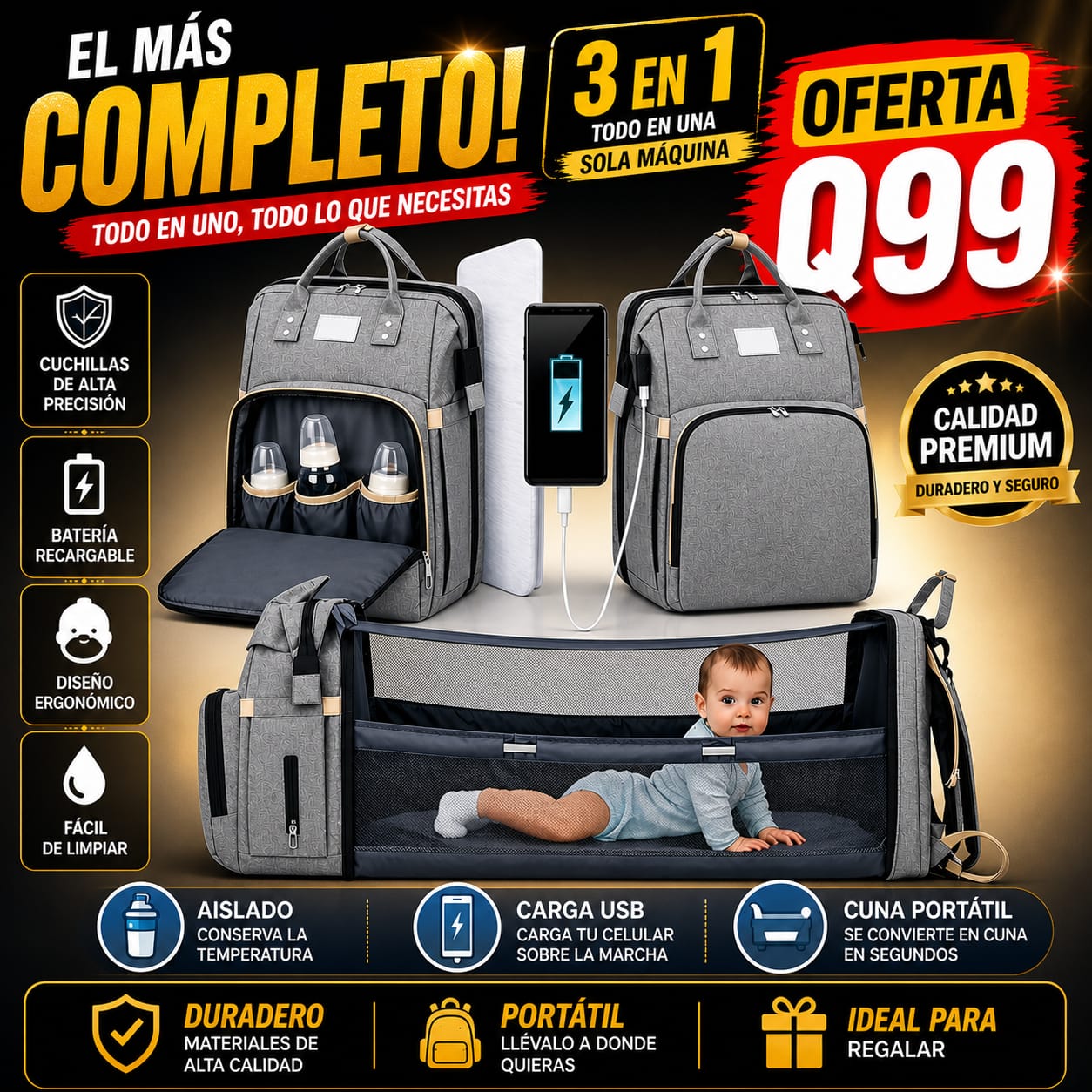 MOCHILA BEBÉ 3 EN 1