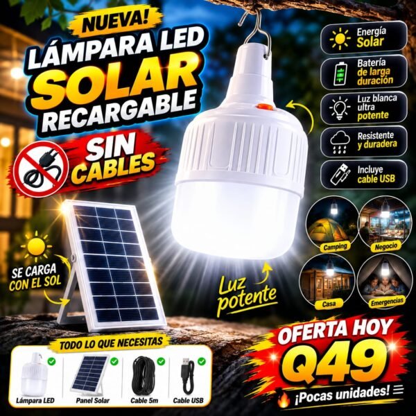 LÁMPARA LED SOLAR RECARGABLE