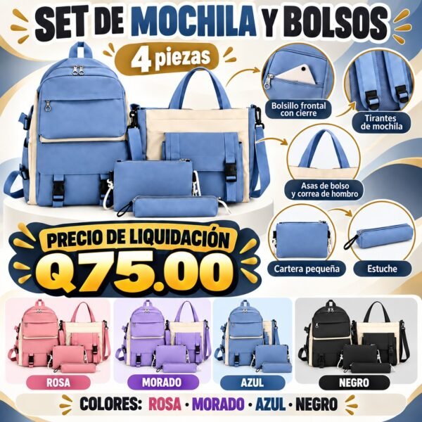 SET DE MOCHILA Y BOLSOS